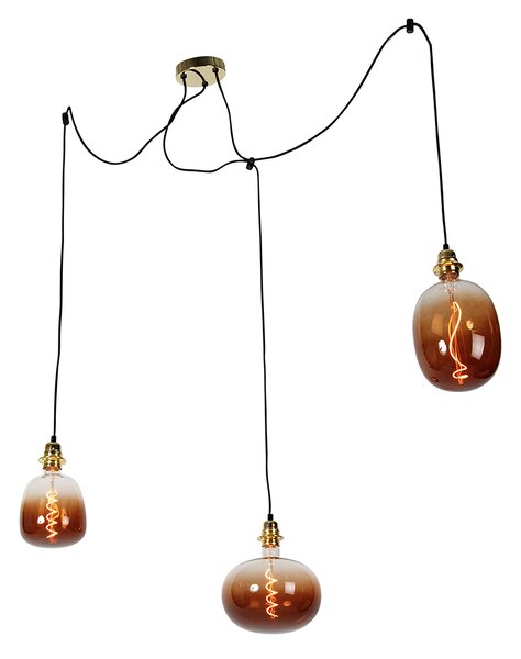 Függesztett lámpa arany 3 fényes LED-del szabályozható - Cava Luxe