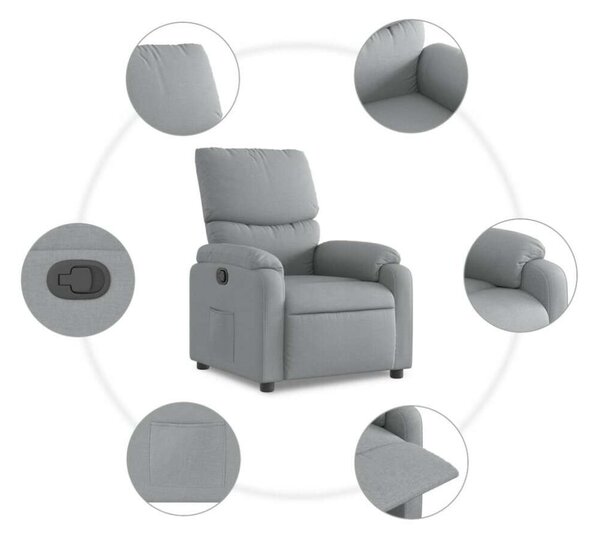 VidaXL Dönthető Fotel - Világosszürke Szövet