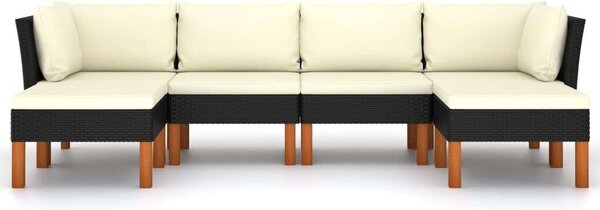 VidaXL Polyrattan Kerti Ülőgarnitúra - 6 részes - Fekete