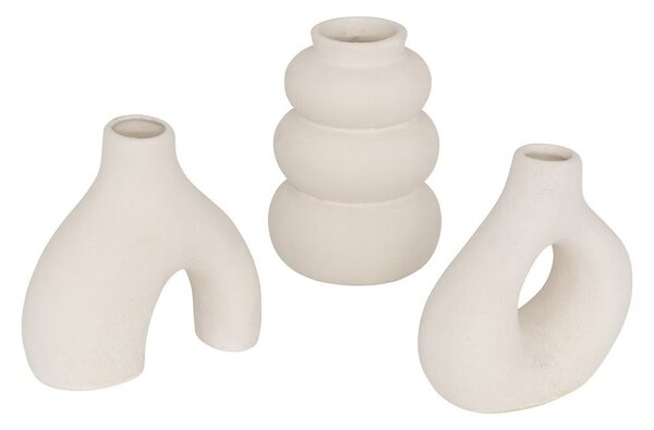 3 darabos fehér kerámia váza szett 9 cm - BOUQUET