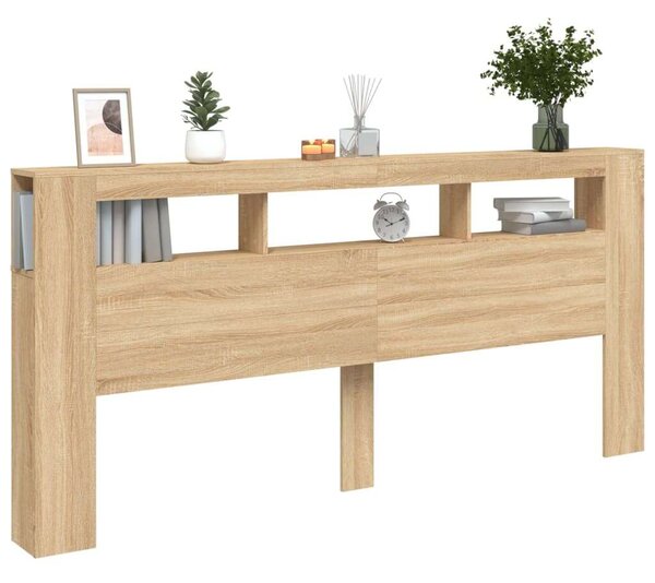 VidaXL sonoma-tölgyszínű szerelt fa LED-es fejtámla 220x18,5x103,5 cm