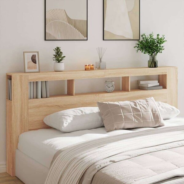 VidaXL sonoma-tölgyszínű szerelt fa LED-es fejtámla 220x18,5x103,5 cm