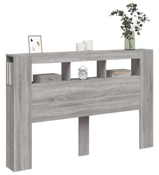 VidaXL szürke sonoma szerelt fa LED-es fejtámla 160x18,5x103,5 cm