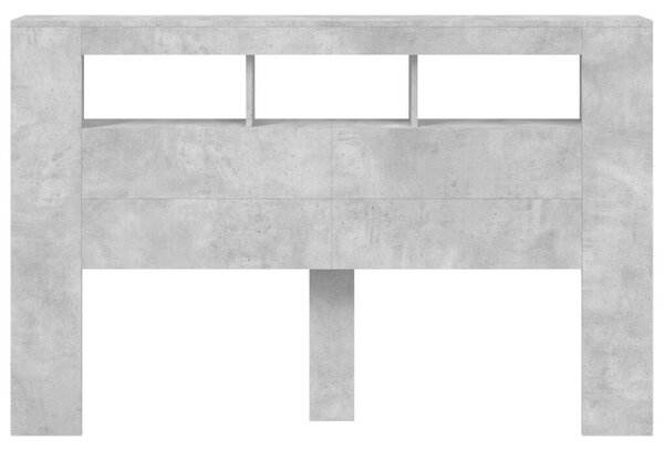 VidaXL LED Fejtámla Polcokkal - 160 cm - Betonszürke