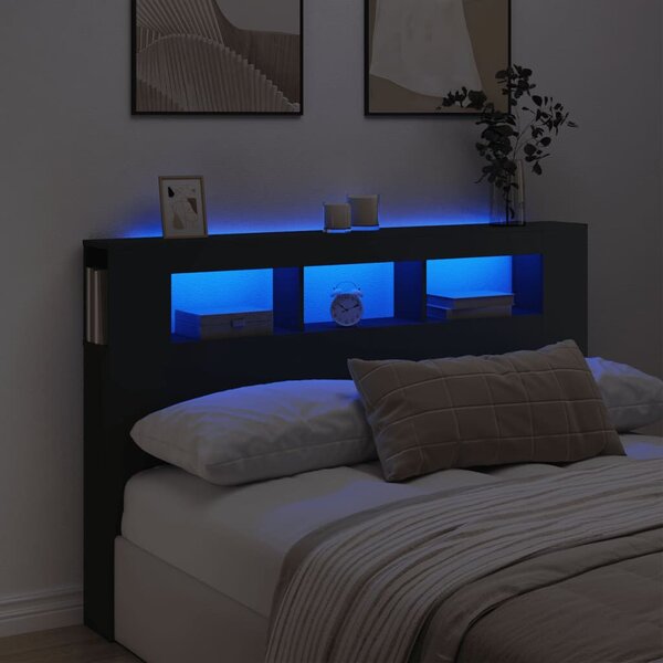 LED-es Fejtámla polcokkal - Fekete - 160cm