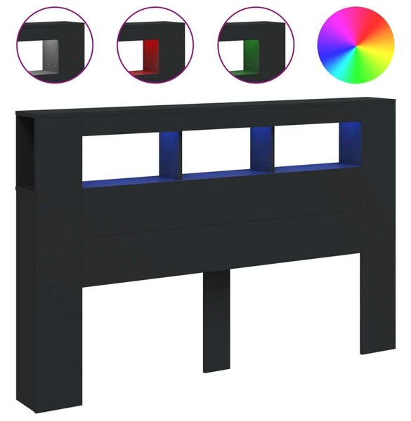 LED-es Fejtámla polcokkal - Fekete - 160cm