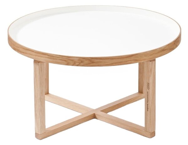 Round kerek tölgyfa asztal, fehér asztallappal, ⌀ 66 cm - Wireworks