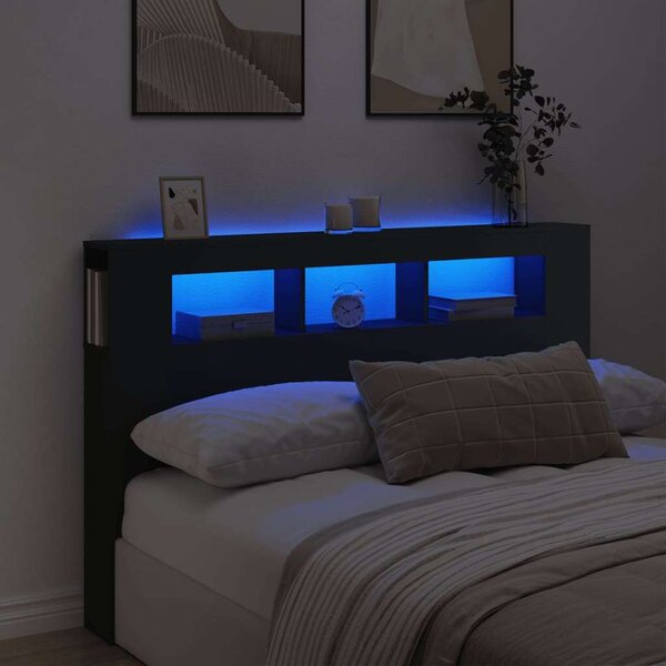 LED-es Fejtámla polcokkal - Fekete - 160cm