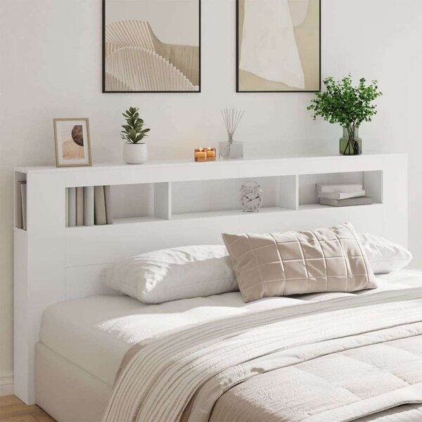 VidaXL fehér szerelt fa LED-es fejtámla 220x18,5x103,5 cm