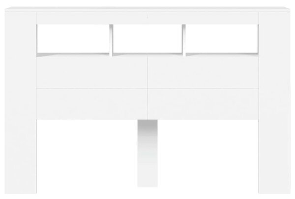 VidaXL LED-es Fejtámla polcokkal - Fehér - 160cm
