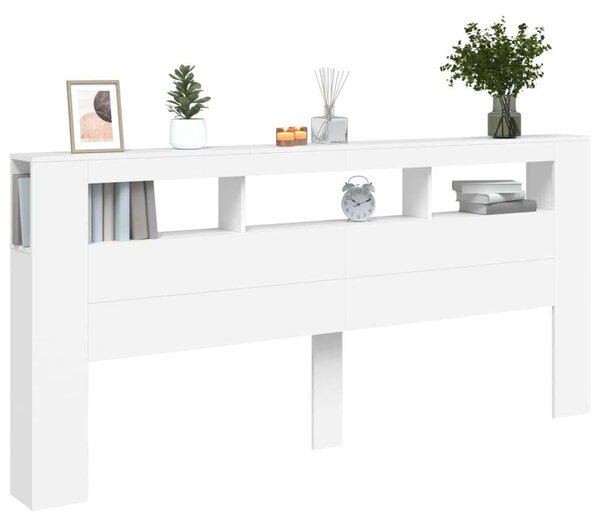 VidaXL fehér szerelt fa LED-es fejtámla 220x18,5x103,5 cm