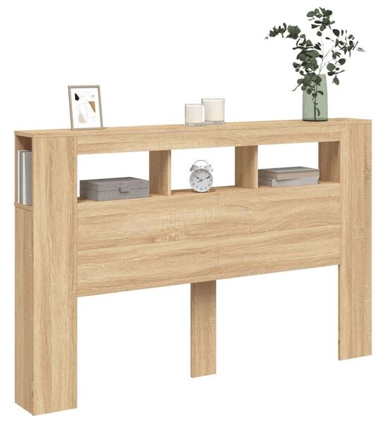 VidaXL sonoma-tölgyszínű szerelt fa LED-es fejtámla 160x18,5x103,5 cm