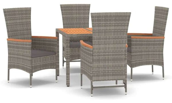 Polyrattan Kerti Étkezőgarnitúra - 5 részes - Szürke