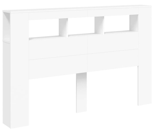 VidaXL LED-es Fejtámla polcokkal - Fehér - 160cm