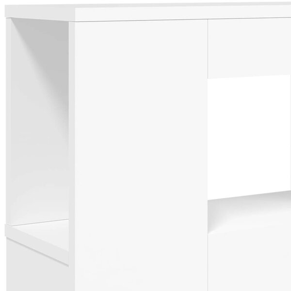 VidaXL LED-es Fejtámla - Polcokkal - Fehér - 140x18,5x103,5cm