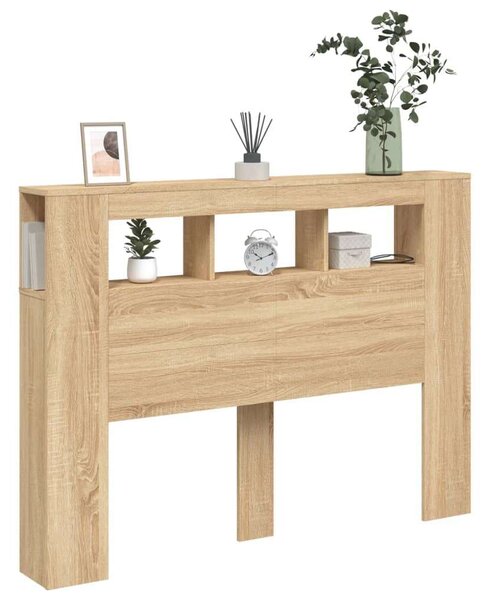 VidaXL sonoma-tölgyszínű szerelt fa LED-es fejtámla 140x18,5x103,5 cm