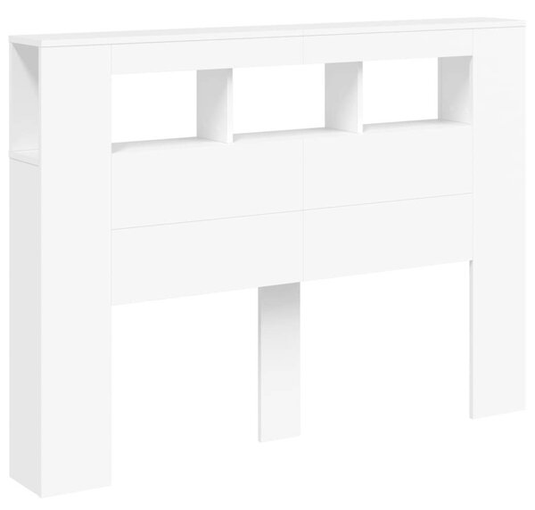 VidaXL LED-es Fejtámla - Polcokkal - Fehér - 140x18,5x103,5cm