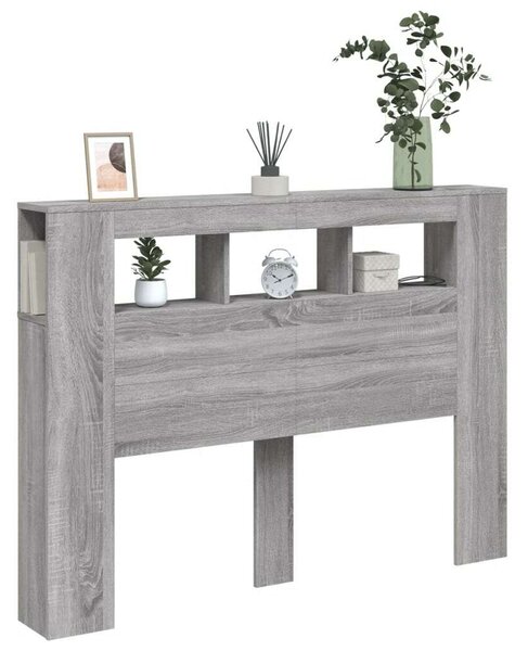 VidaXL szürke sonoma szerelt fa LED-es fejtámla 140x18,5x103,5 cm