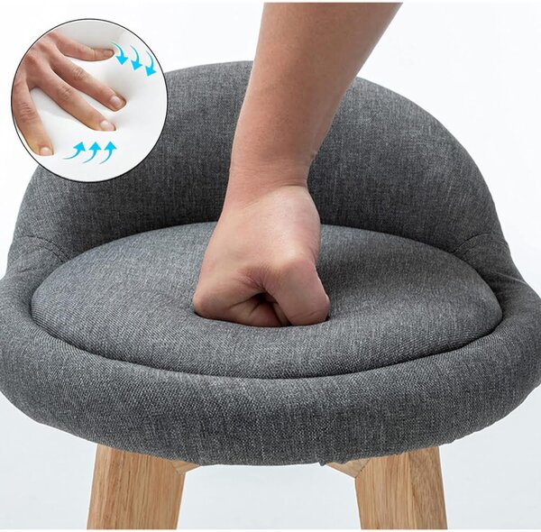 2 db bárszék szett, Quasar & Co.® LOFT, forgatható, 360°-os forgórendszerrel, magas kialakítás, textil/fa/szivacs kárpitozás, alkalmas konyhába, 37x37x80 cm, szürke