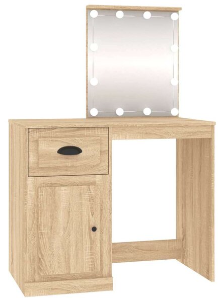 VidaXL LED-es Sminkasztal - Sonoma Tölgy - 90x50x132,5 cm
