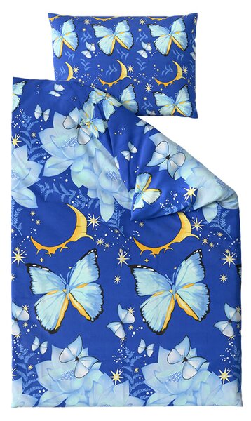 Pamut ágynemű BLUE BUTTERFLY sötétkék Ágyneműhuzat mérete: 70 x 90 cm | 140 x 200 cm