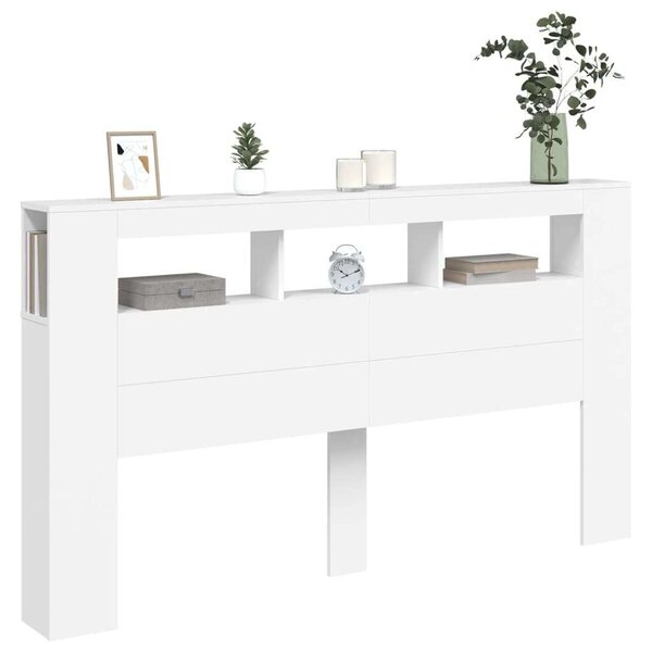 VidaXL LED Fejtámla Polcokkal - Fehér - 180cm