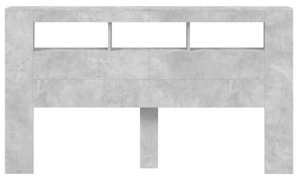 VidaXL LED Fejtámla Polcokkal - Beton Szürke - 180cm