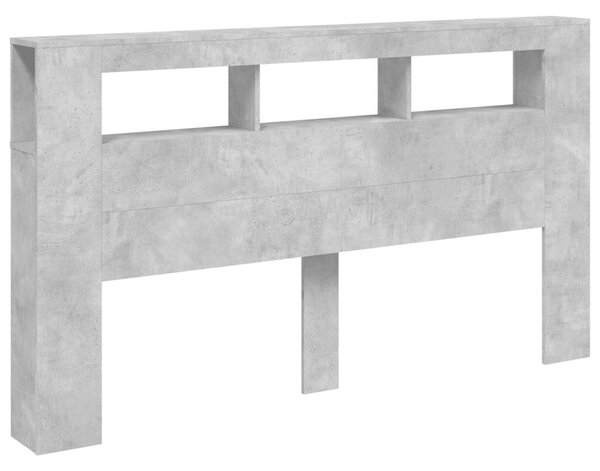 VidaXL LED Fejtámla Polcokkal - Beton Szürke - 180cm