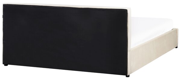 Ágyneműtartós ágy BOUSSE Bársony Világosbézs 160 x 200 cm