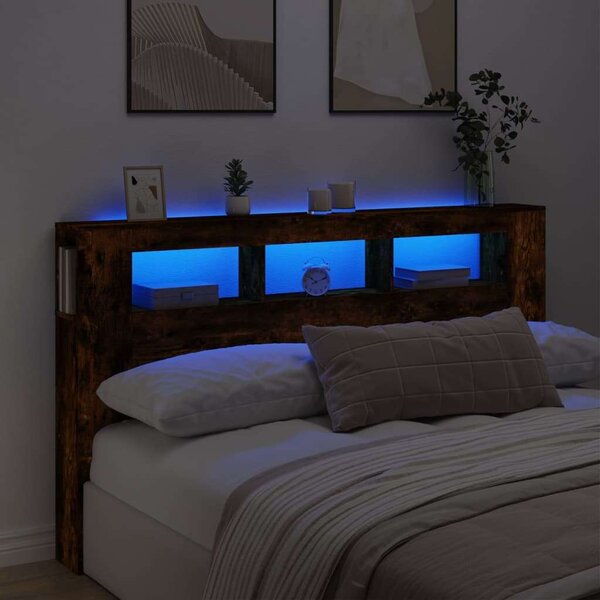 LED-es Fa Fejtámla - Füstös Tölgy - 180cm