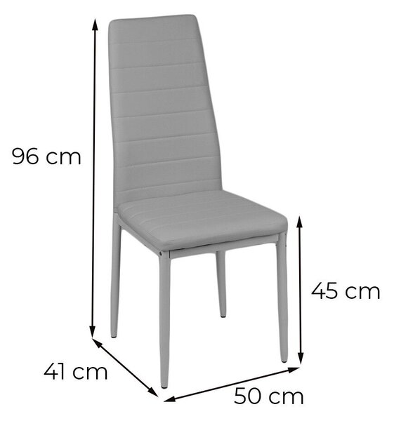 Verna 6+1 Étkezőgarnitúra - Üveg asztal, Szürke Székek - 140cm