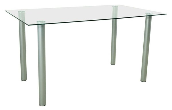 Verna 6+1 Étkezőgarnitúra - Üveg asztal, Szürke Székek - 140cm