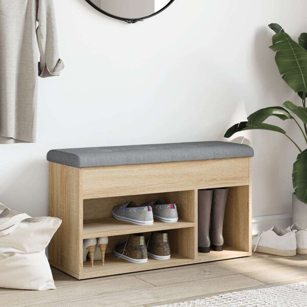 VidaXL sonoma tölgy színű szerelt fa cipőtároló pad 82 x 32 x 45,5 cm