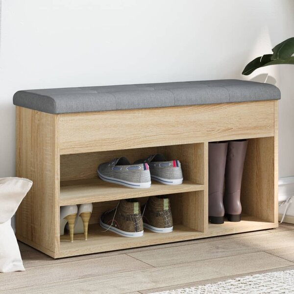 VidaXL sonoma tölgy színű szerelt fa cipőtároló pad 82 x 32 x 45,5 cm