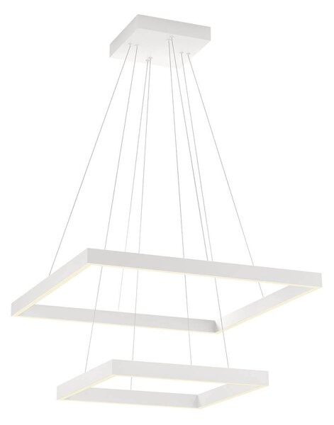 FEBE modern LED csillár, matt fehér, szögletes, 75W, 4875lm