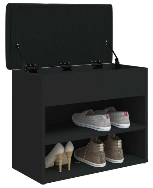 VidaXL fekete szerelt fa cipőtároló pad 62 x 32 x 50 cm