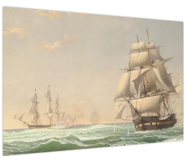 Kép - Fitz Henry Lane, The United States Frigate President Engaging the British Squadron, reprodukciók (90x60 cm)