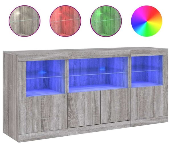 VidaXL LED Tálalószekrény - Sonoma Szürke - 142,5cm