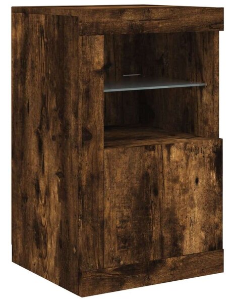 VidaXL füstös tölgyszínű tálalószekrény LED-ekkel 142,5 x 37 x 67 cm