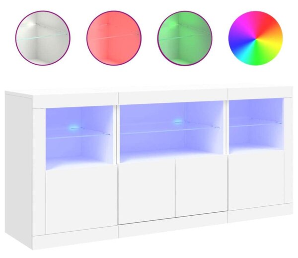 VidaXL LED-es Tálalószekrény - Fehér - 142,5cm