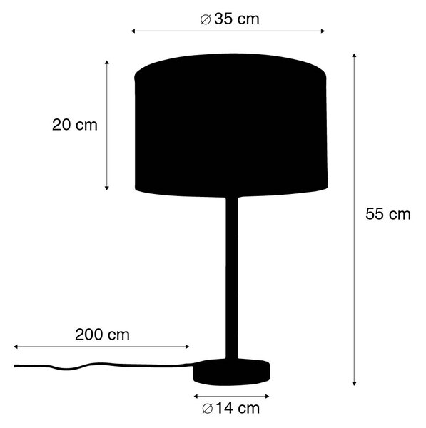 Klasszikus asztali lámpa réz színű, világos szürke árnyékolóval 35 cm - Simplo