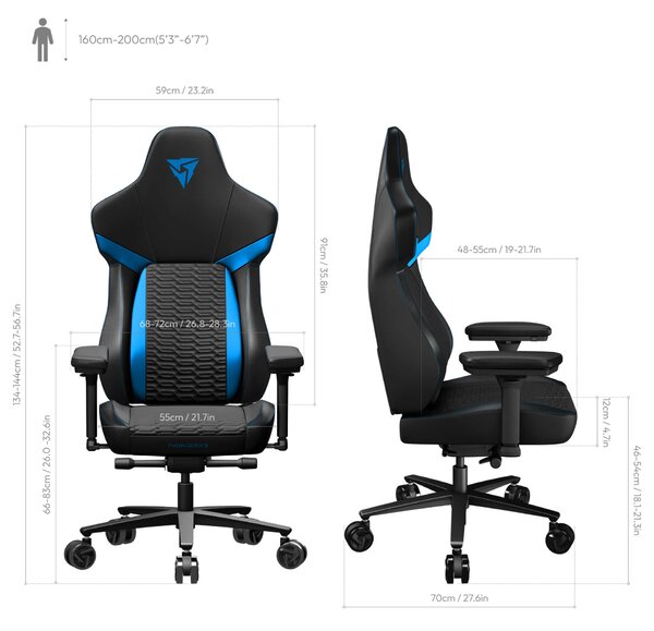ThunderX3 CORE-Racer Gamer Szék - Fekete/Kék