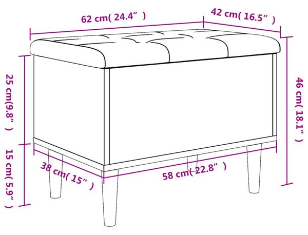VidaXL Tárolópad - Fehér - 62x42x46 cm