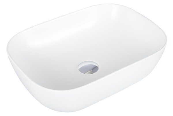 Eros SMILE 3 - PULTRA ültethető - Top Counter - porcelán mosdó - MATT FEHÉR - 46,5 x 32,5 x 13 cm
