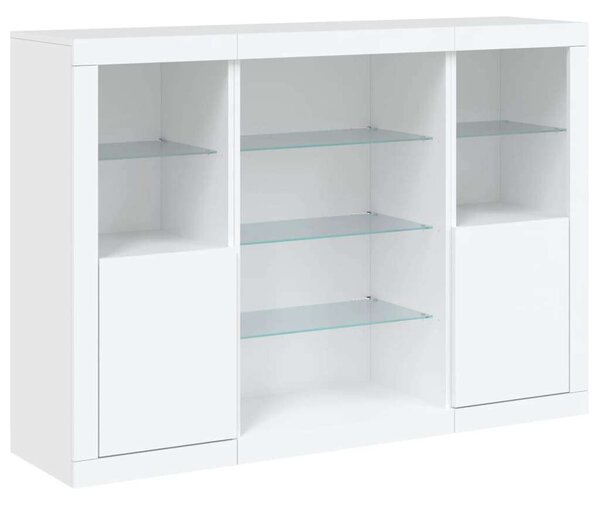 VidaXL LED-es Tálalószekrény - 3 részes - Fehér - 142,5x37x100cm