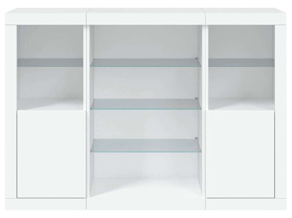 VidaXL LED-es Tálalószekrény - 3 részes - Fehér - 142,5x37x100cm