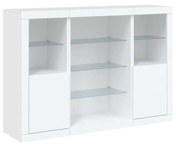 VidaXL LED-es Tálalószekrény - 3 részes - Fehér - 142,5x37x100cm