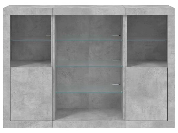 VidaXL LED-es Tálalószekrény Szett - Betonszürke - 142,5cm