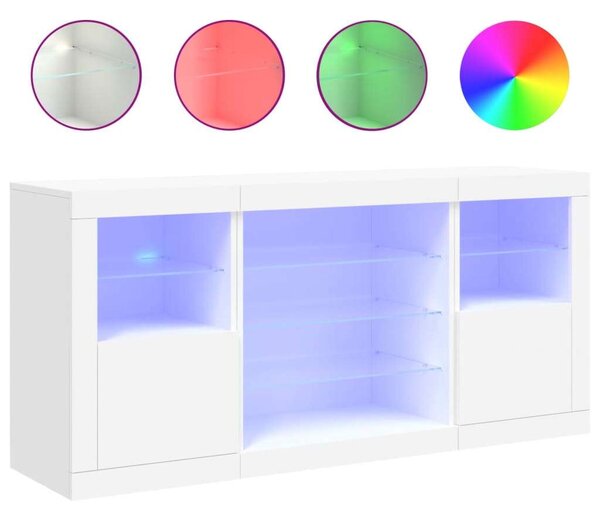 VidaXL LED-es Tálalószekrény - Fehér - 142,5cm