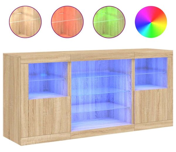 VidaXL LED Tálalószekrény - Sonoma Tölgy - 142,5x37x67cm